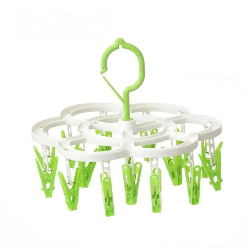 MOD 32 Clips Folding Clothes Dryer Hanger Windproof Socks Underwear Drying Rack Household Children Adults Storage Laundry Rack 16Clip / CHINA