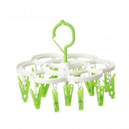 MOD 32 Clips Folding Clothes Dryer Hanger Windproof Socks Underwear Drying Rack Household Children Adults Storage Laundry Rack 16Clip / CHINA