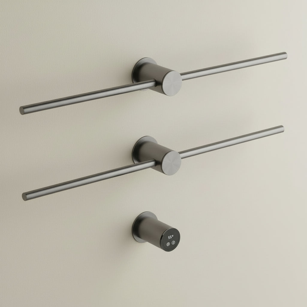 Petit Sèche Serviette Électrique Encastré - 76W Gris Anthracite Aeraly