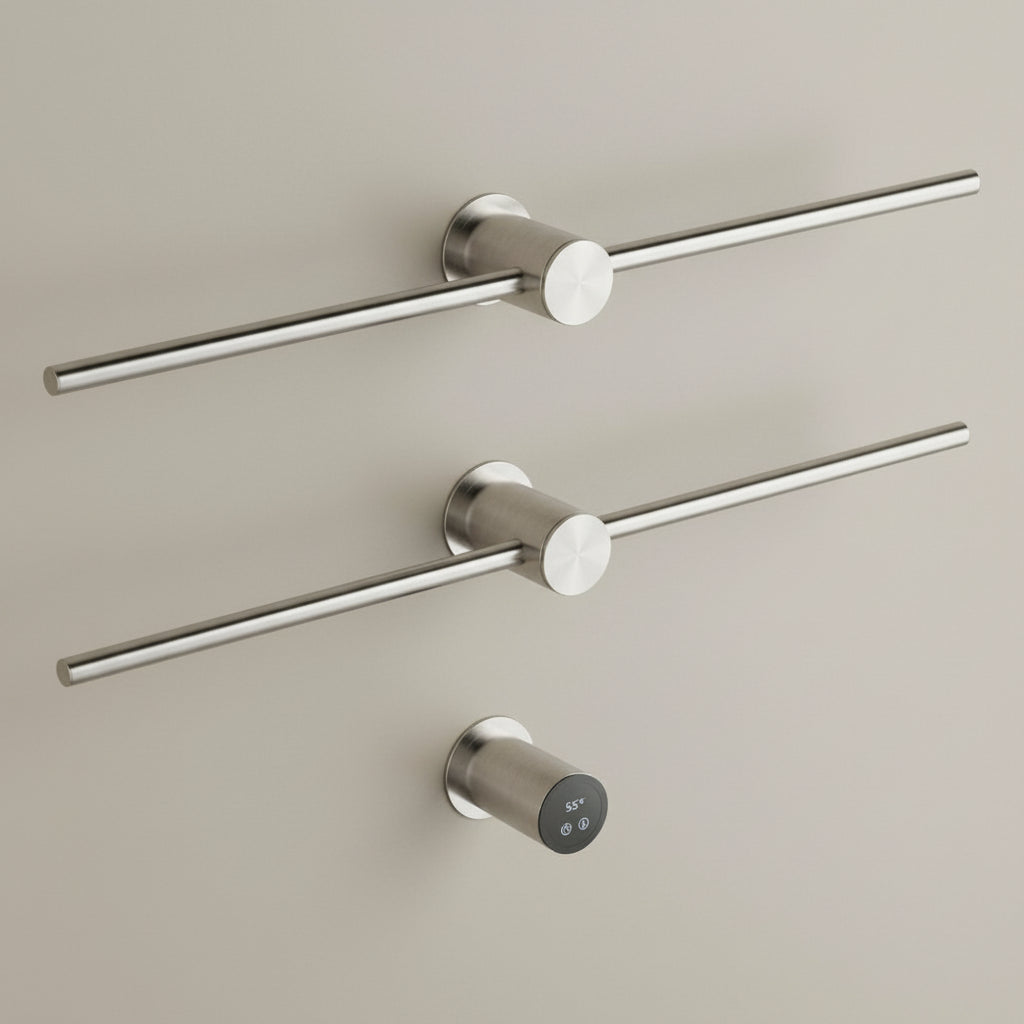 Petit Sèche Serviette Électrique Encastré - 76W Nickel Brossé Aeraly