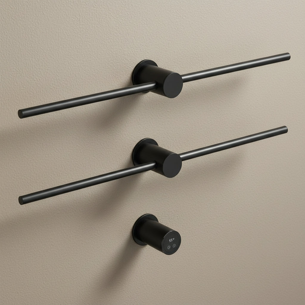 Petit Sèche Serviette Électrique Encastré - 76W Noir Mat Aeraly