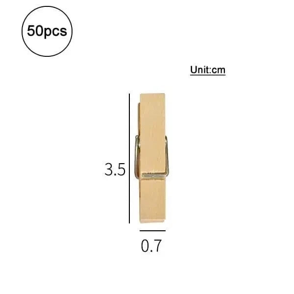 Petite pince à linge en bois naturel 50PCS - 3.5x0.7cm