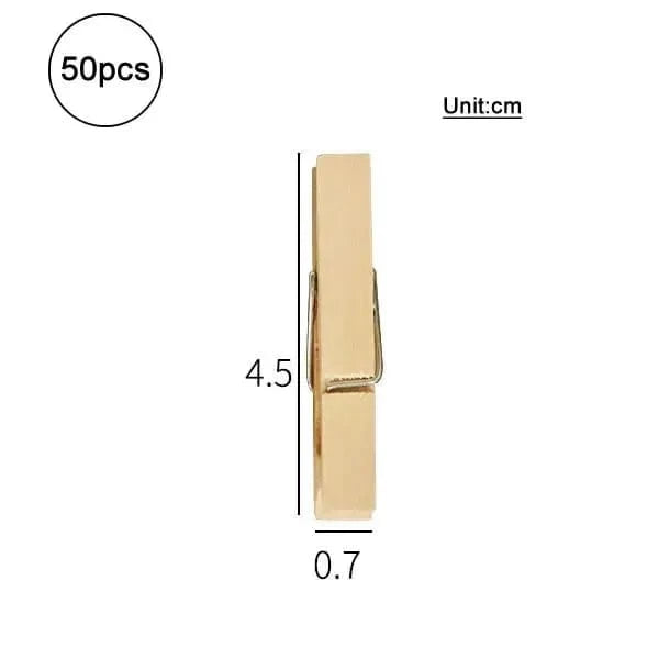 Petite pince à linge en bois naturel 50PCS - 4.5x0.7cm