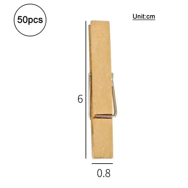 Petite pince à linge en bois naturel 50PCS - 6x0.8cm