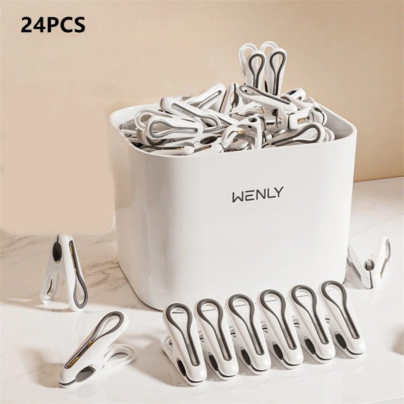 Petite pince en plastique design pour linge et vêtements d’enfants 24 pcs avec boite - Blanc
