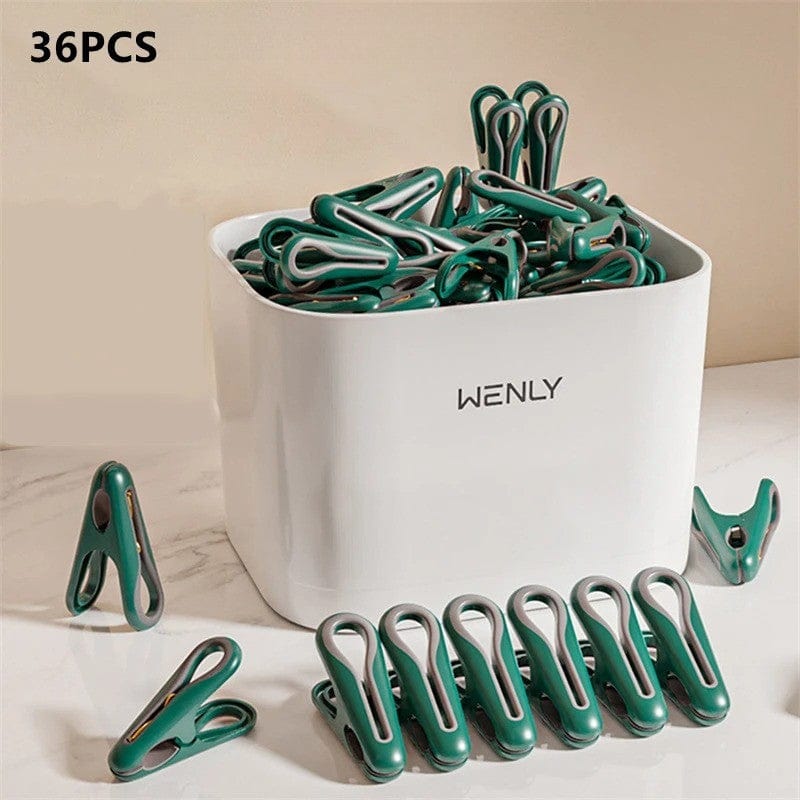 Petite pince en plastique design pour linge et vêtements d’enfants 36 pcs avec boite - Vert