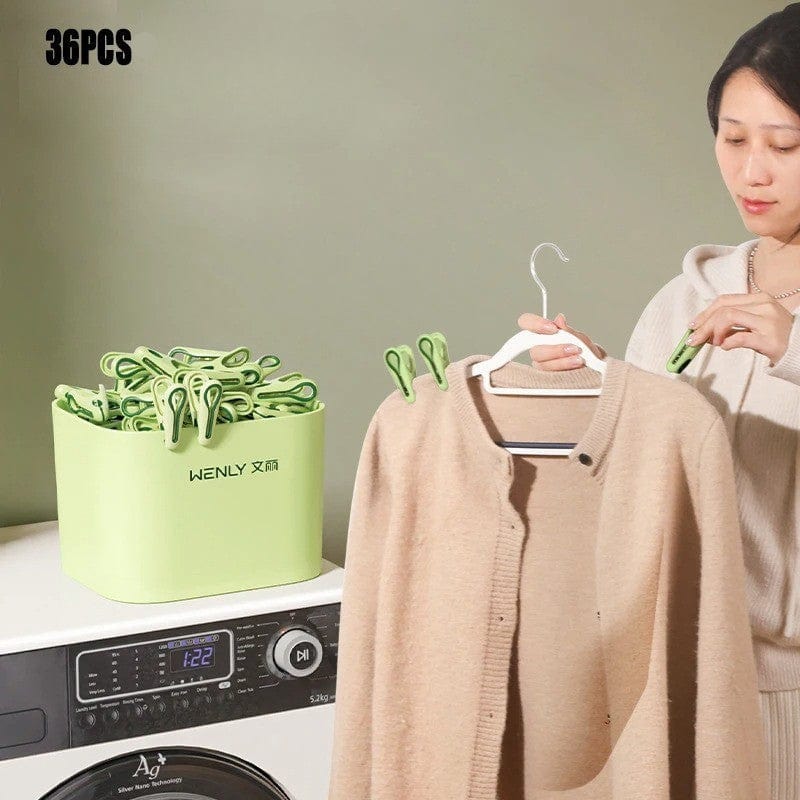 Petite pince en plastique design pour linge et vêtements d’enfants 36 pcs avec boite - Vert clair