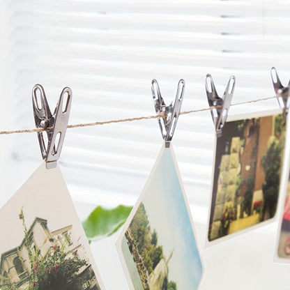 MOD 20pcs Stainless Steel Clothespins - Heavy Duty Windproof Laundry Clips with Non-Slip Grip, Rust-Resistant Multifunctional Metal Clips for Drying Clothes, Sealing Bags, Organizing Papers - Compact & Portable Household Esse 20Pcs