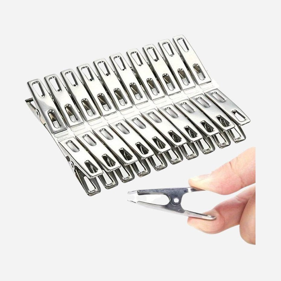 Pinces à linge inoxydables robustes - Séchage facile et sécurisé (20 PCS) - Aéraly