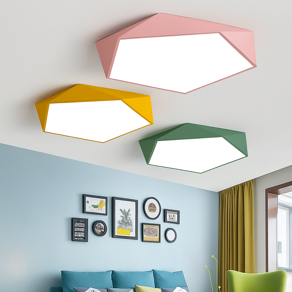 Plafonnier design LED géométrique de couleur POLIGONO