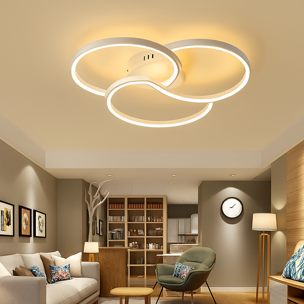 Plafonnier design LED rosace trois cercles TRIFORA