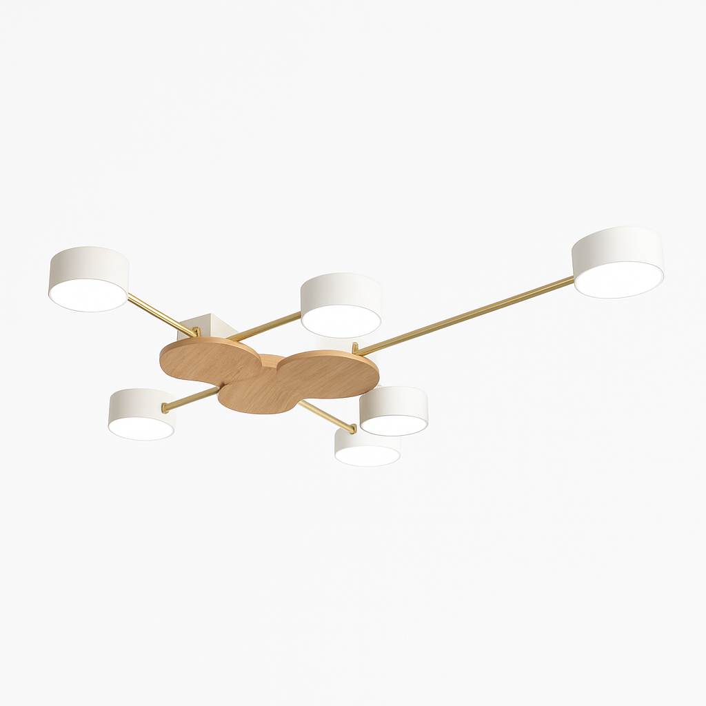 Plafonnier LED design métal et bois lampes rondes GRAPPOLO