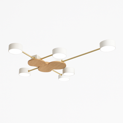 Plafonnier LED design métal et bois lampes rondes GRAPPOLO