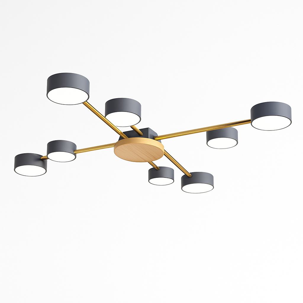 Plafonnier LED design métal et bois lampes rondes GRAPPOLO