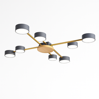 Plafonnier LED design métal et bois lampes rondes GRAPPOLO