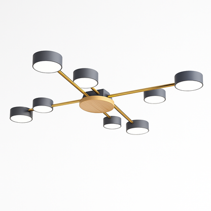 Plafonnier LED design métal et bois lampes rondes GRAPPOLO