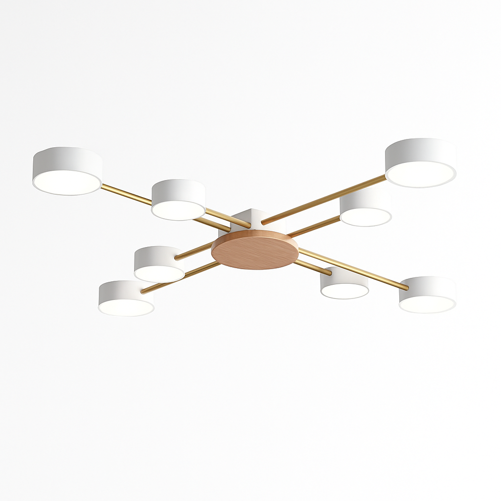 Plafonnier LED design métal et bois lampes rondes GRAPPOLO
