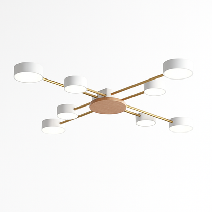 Plafonnier LED design métal et bois lampes rondes GRAPPOLO