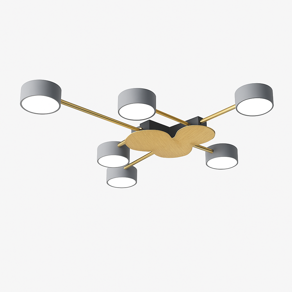 Plafonnier LED design métal et bois lampes rondes GRAPPOLO