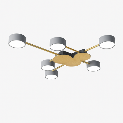 Plafonnier LED design métal et bois lampes rondes GRAPPOLO
