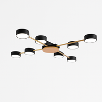 Plafonnier LED design métal et bois lampes rondes GRAPPOLO