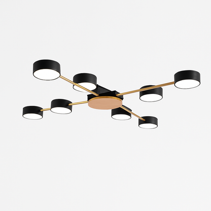 Plafonnier LED design métal et bois lampes rondes GRAPPOLO