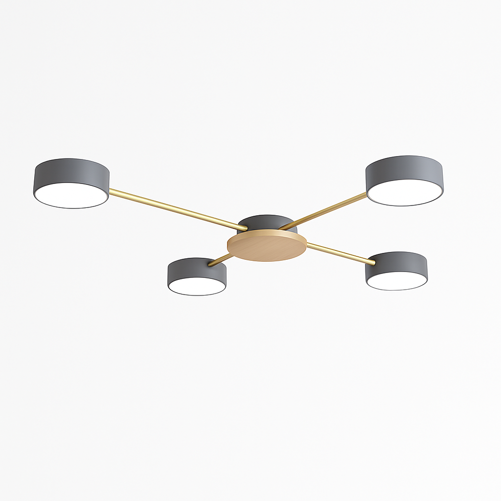 Plafonnier LED design métal et bois lampes rondes GRAPPOLO