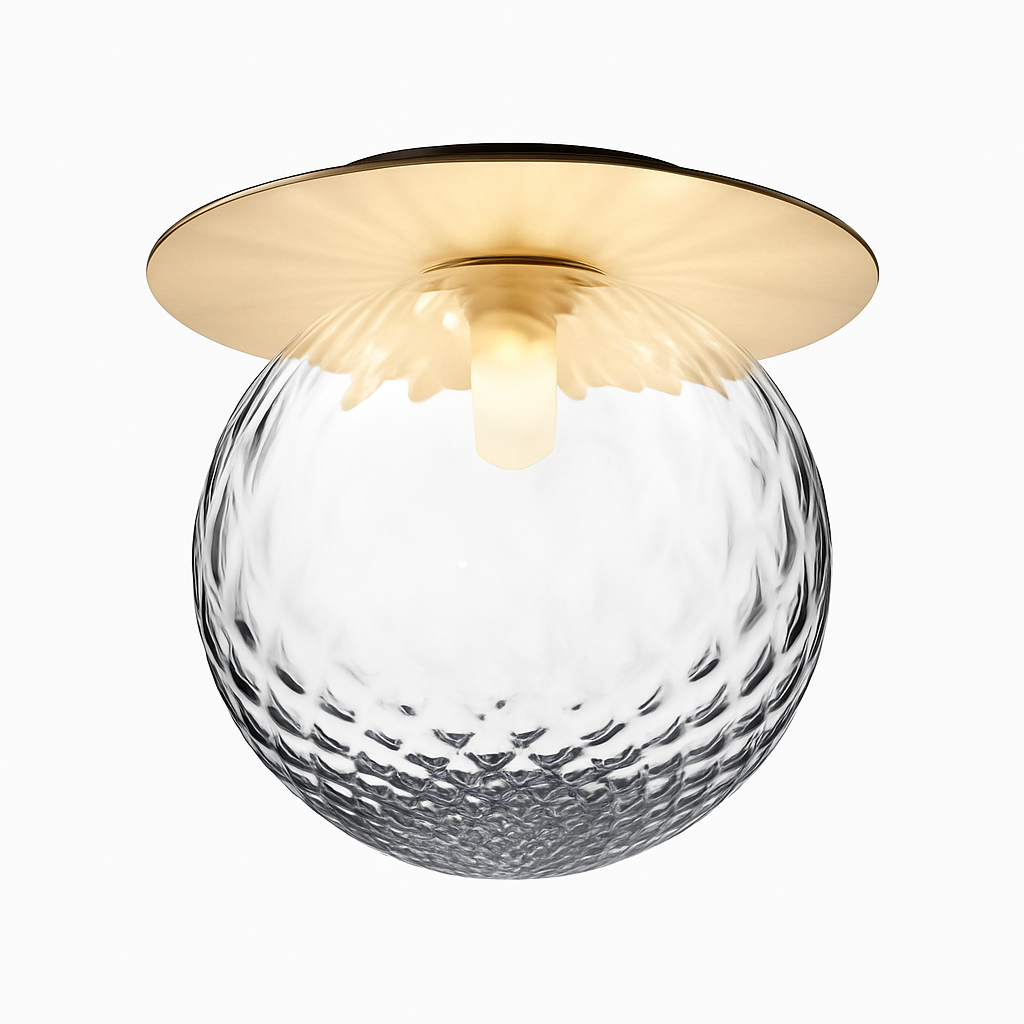 Plafonnier LED rond doré boule en verre AUREOLA