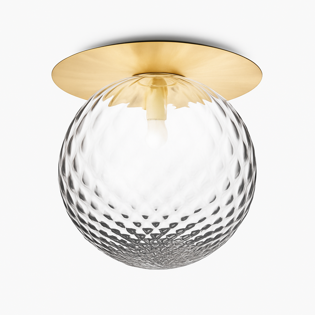 Plafonnier LED rond doré boule en verre AUREOLA