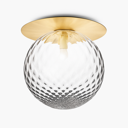 Plafonnier LED rond doré boule en verre AUREOLA