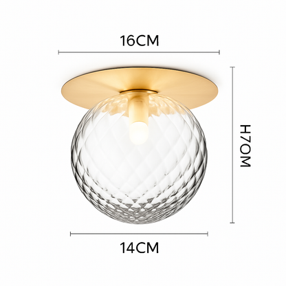 Plafonnier LED rond doré boule en verre AUREOLA