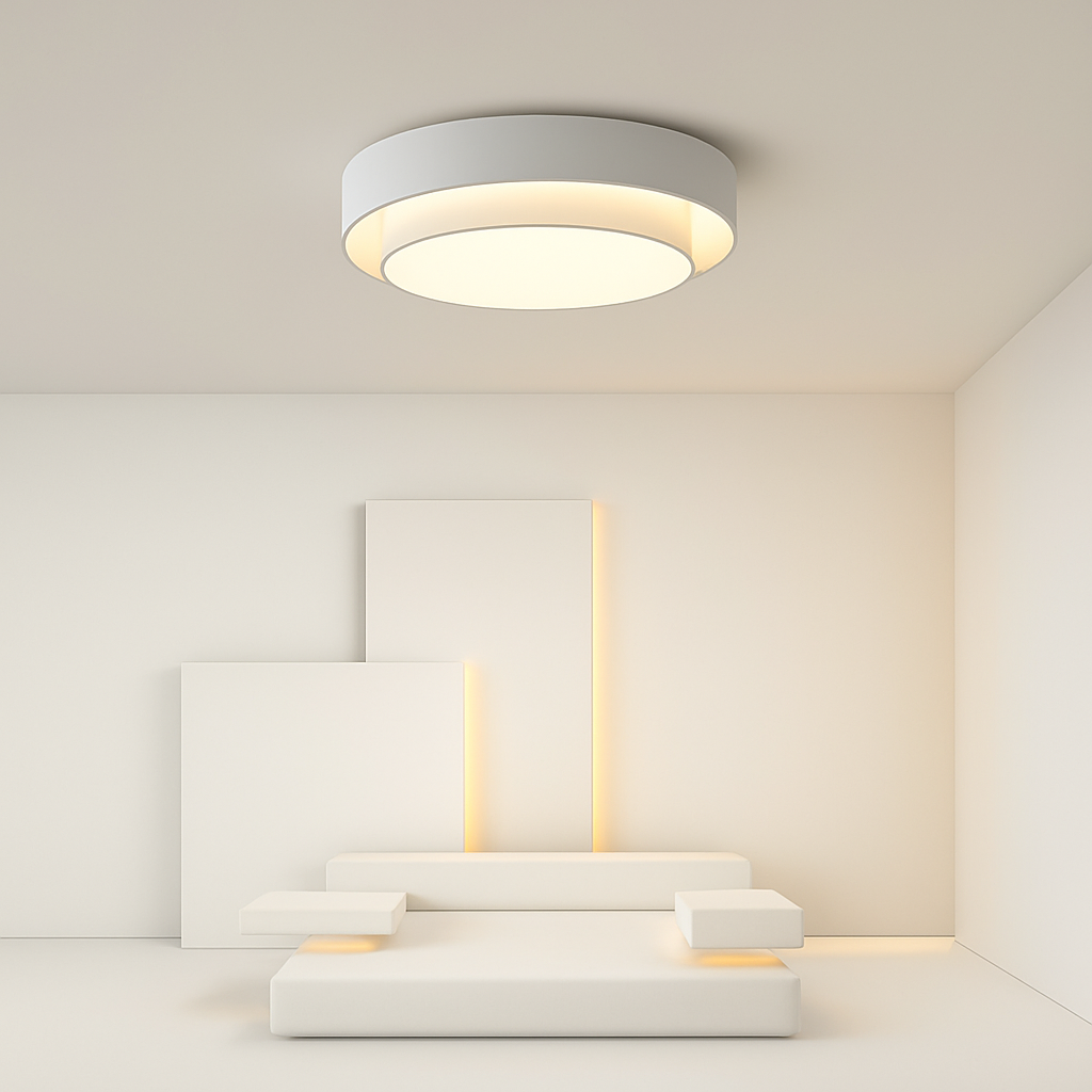 Plafonnier rond moderne LED finition chromée CANDIDA
