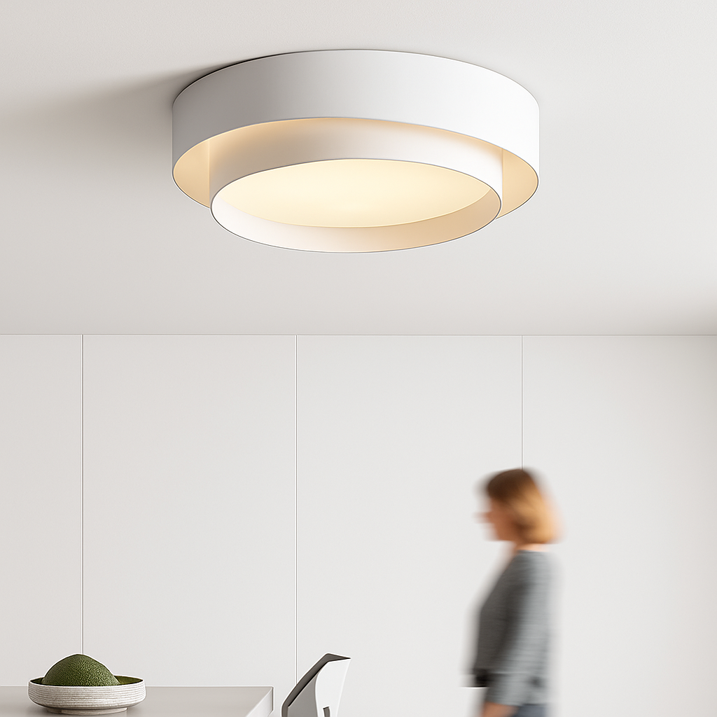 Plafonnier rond moderne LED finition chromée CANDIDA