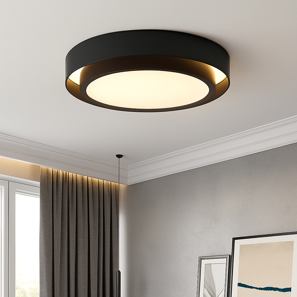 Plafonnier rond moderne LED finition chromée CANDIDA