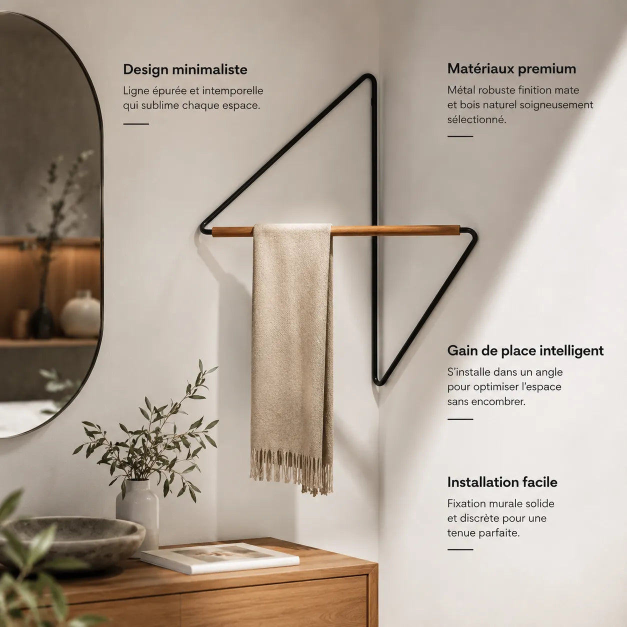 Modern wooden corner attic clothes rack