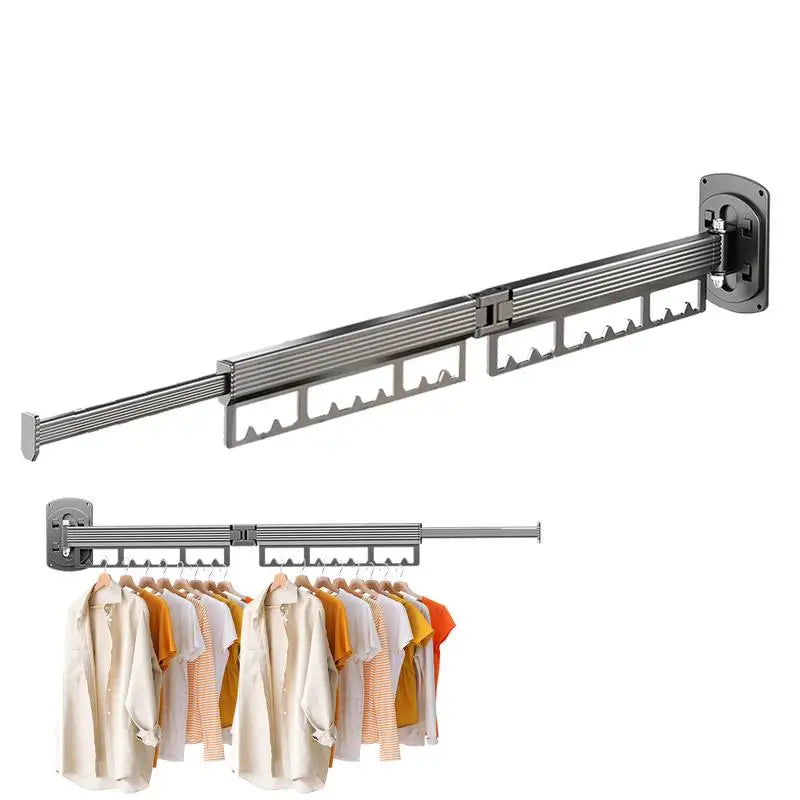 Portant à linge mural rétractable pliable - Gagnez de la place et optimisez votre rangement