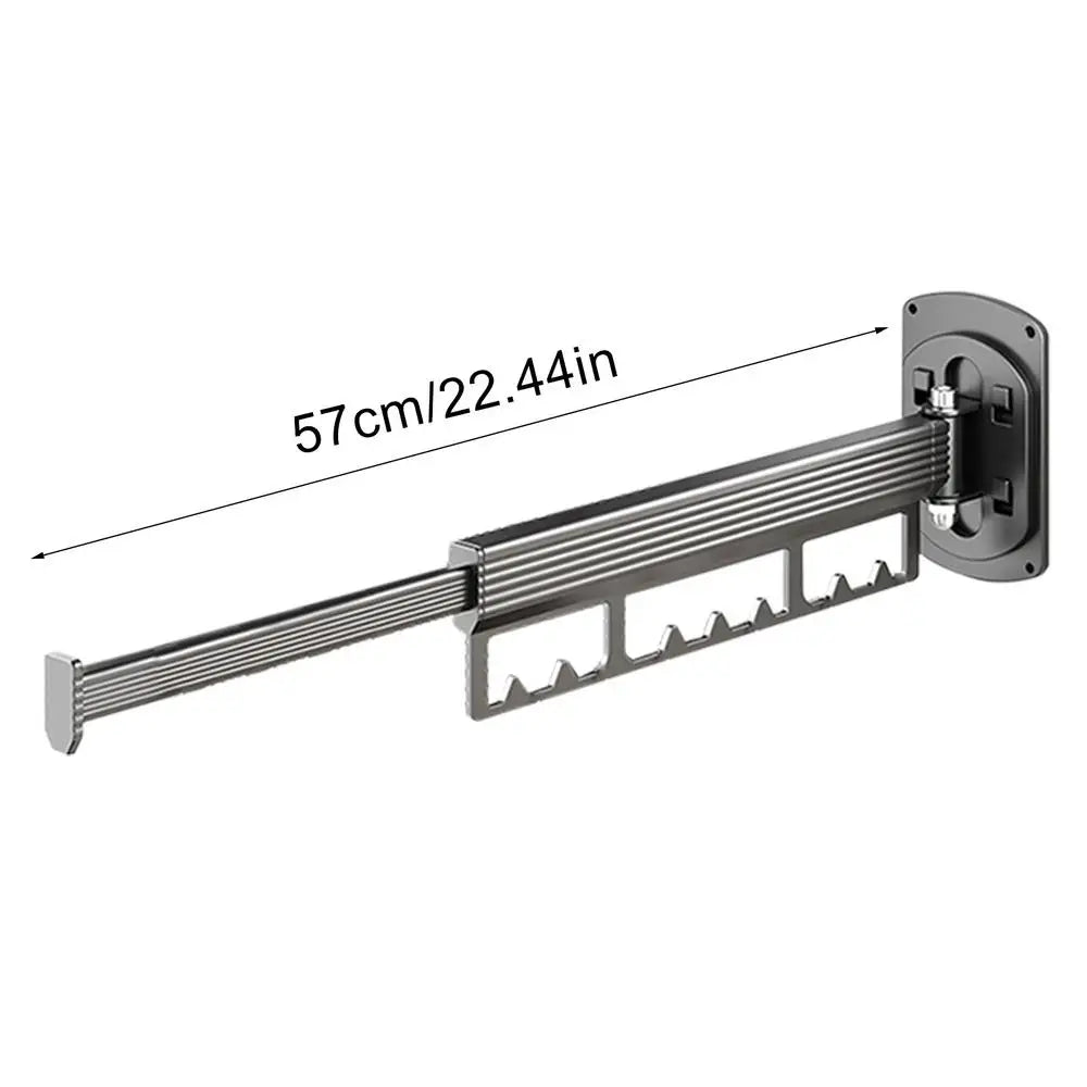 Portant à linge mural rétractable pliable - Gagnez de la place et optimisez votre rangement Argent 1 Bras