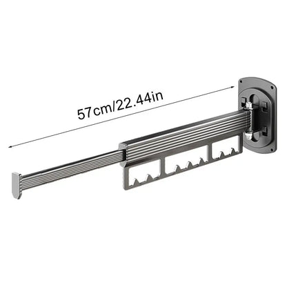 Portant à linge mural rétractable pliable - Gagnez de la place et optimisez votre rangement Argent 1 Bras