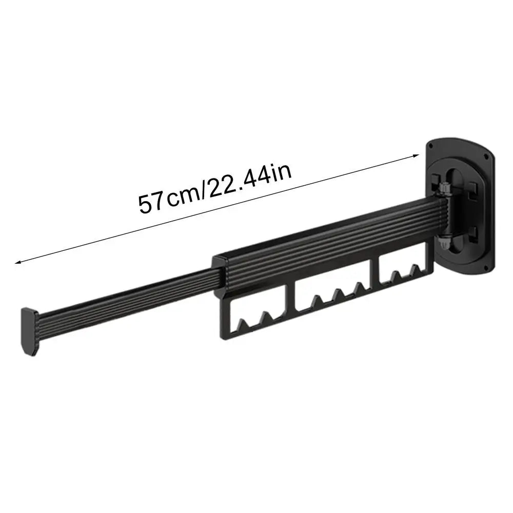 Portant à linge mural rétractable pliable - Gagnez de la place et optimisez votre rangement Noir 1 Bras