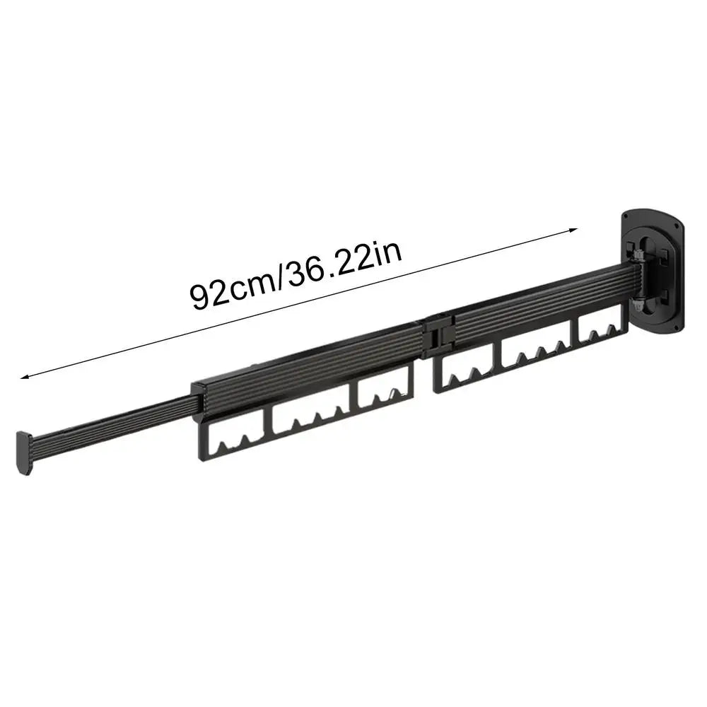 Portant à linge mural rétractable pliable - Gagnez de la place et optimisez votre rangement Noir 2 Bras