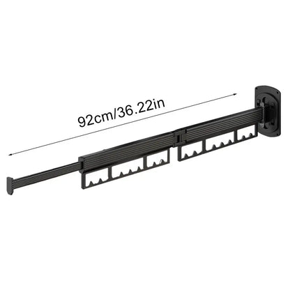 Portant à linge mural rétractable pliable - Gagnez de la place et optimisez votre rangement Noir 2 Bras