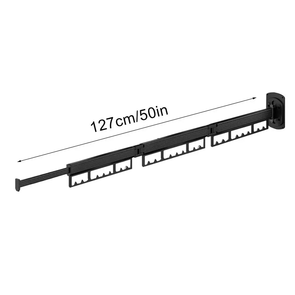 Portant à linge mural rétractable pliable - Gagnez de la place et optimisez votre rangement Noir 3 Bras