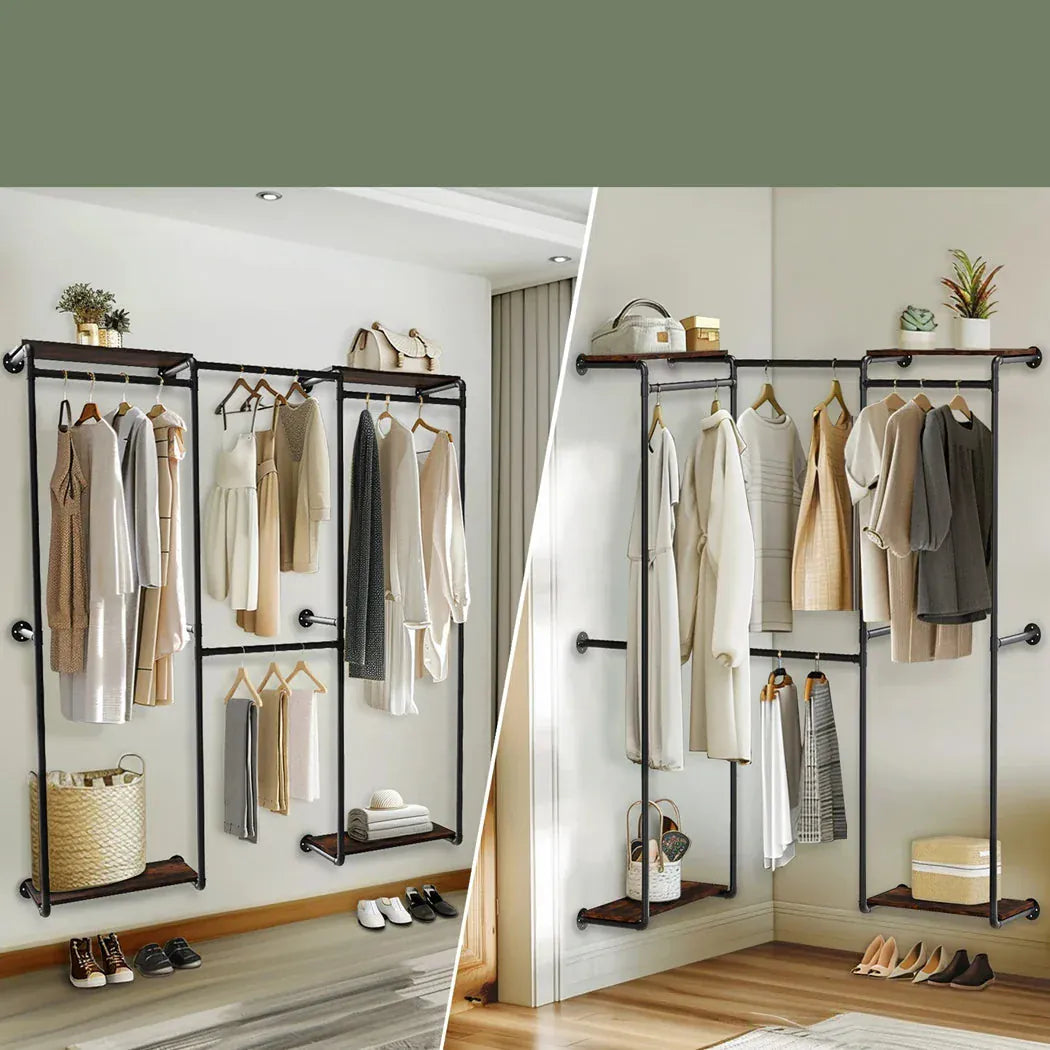 Portant Mural avec Étagères Industriel - Optimisez votre espace avec style Noir