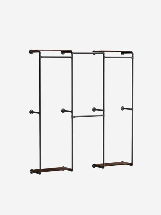 Portant Mural avec Étagères Industriel - Optimisez votre espace avec style Noir