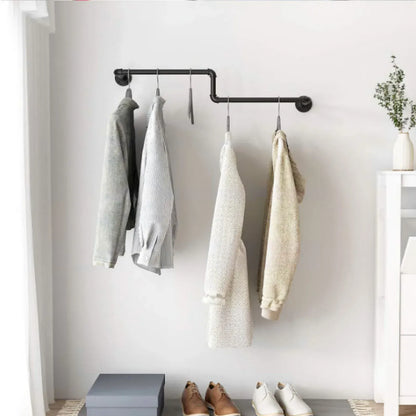 Portant mural pour vêtements style industriel Noir