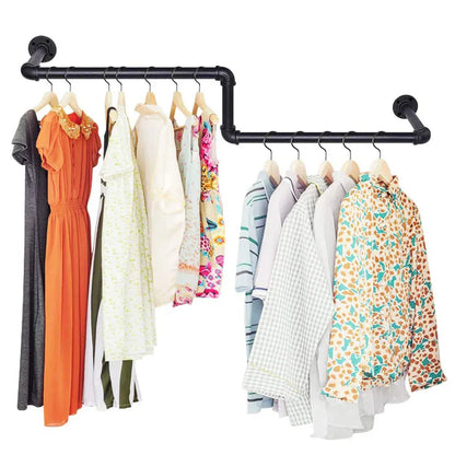 Portant mural pour vêtements style industriel Noir