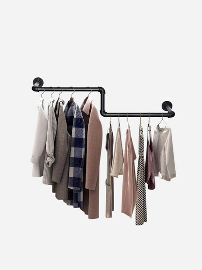 Portant mural pour vêtements style industriel Noir