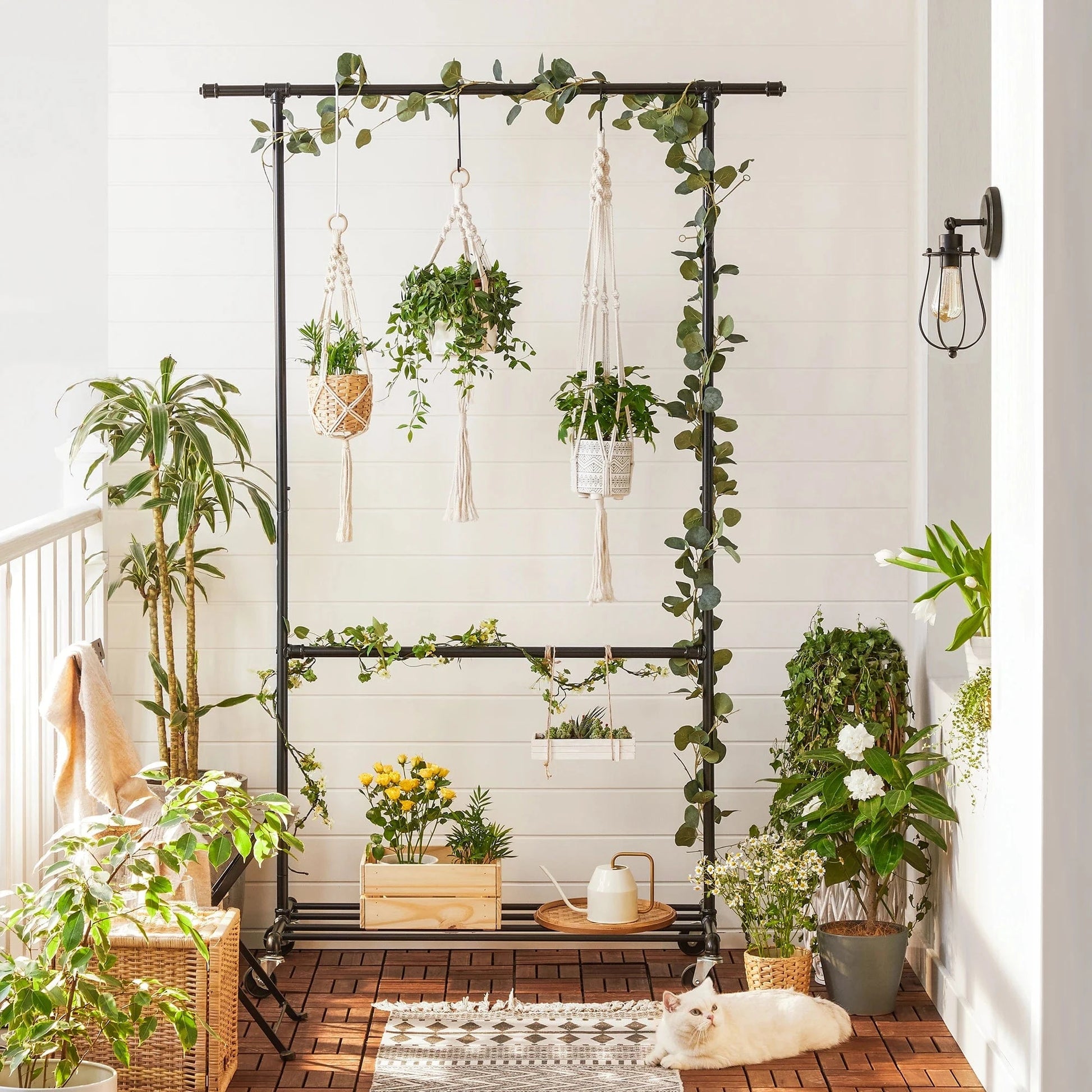 Portant sur roulettes industriel double barre – robuste et mobile Noir