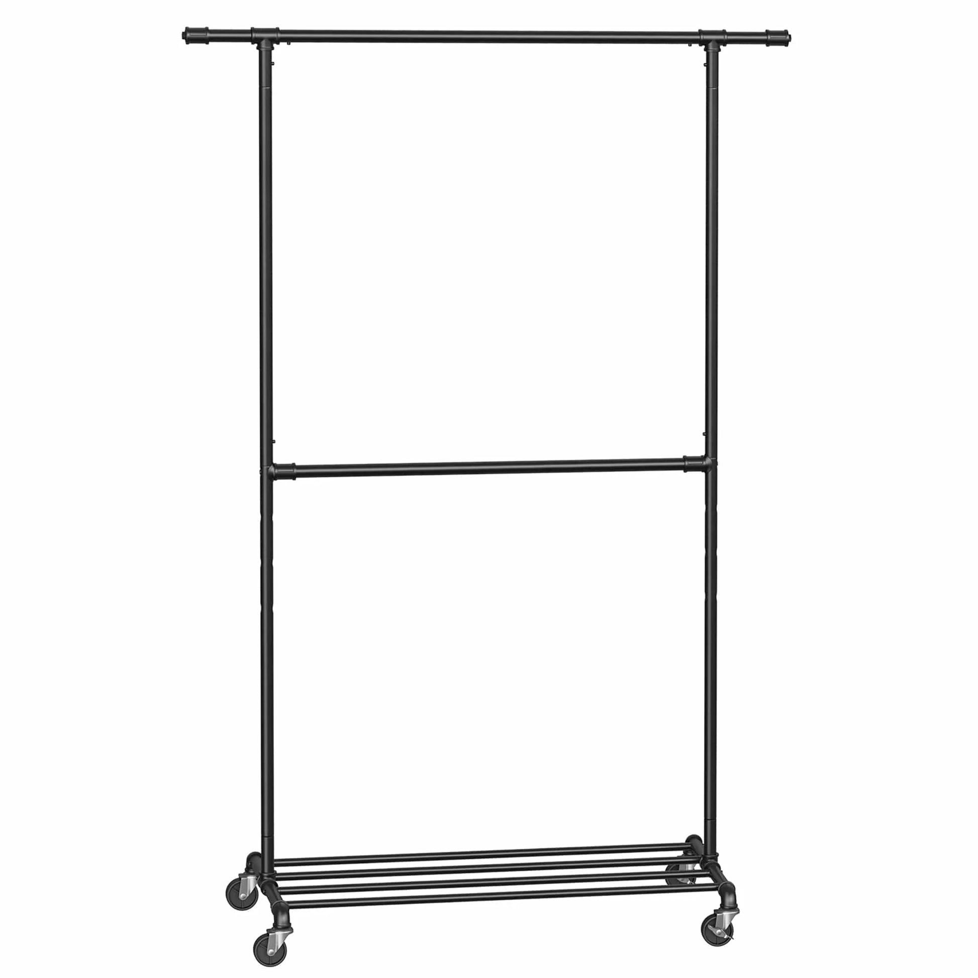 Portant sur roulettes industriel double barre – robuste et mobile Noir