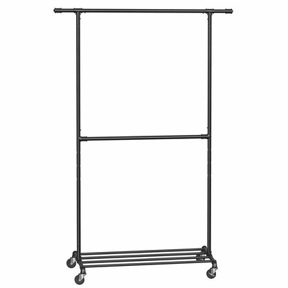 Portant sur roulettes industriel double barre – robuste et mobile Noir